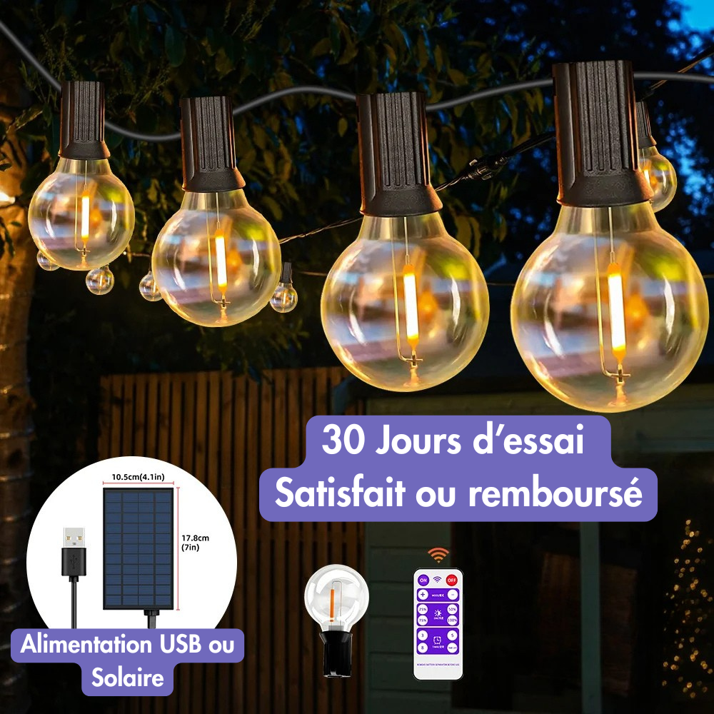 Guirlande Solaire G40 – Éclairez vos soirées avec charme et fiabilité