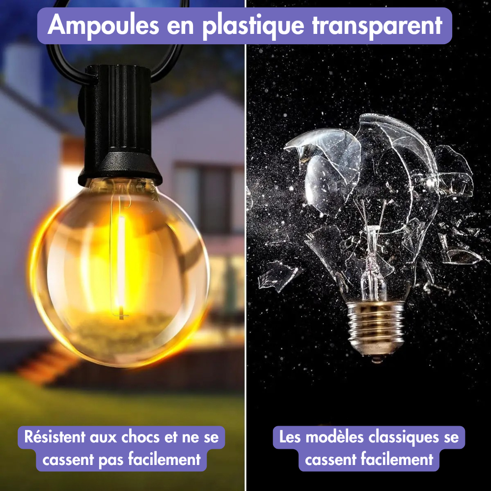 Guirlande Solaire G40 – Éclairez vos soirées avec charme et fiabilité
