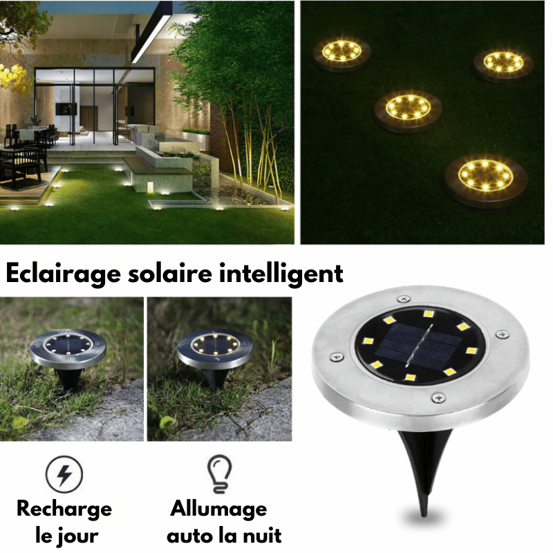 Lampe LED solaire pour sol de jardin sans fil