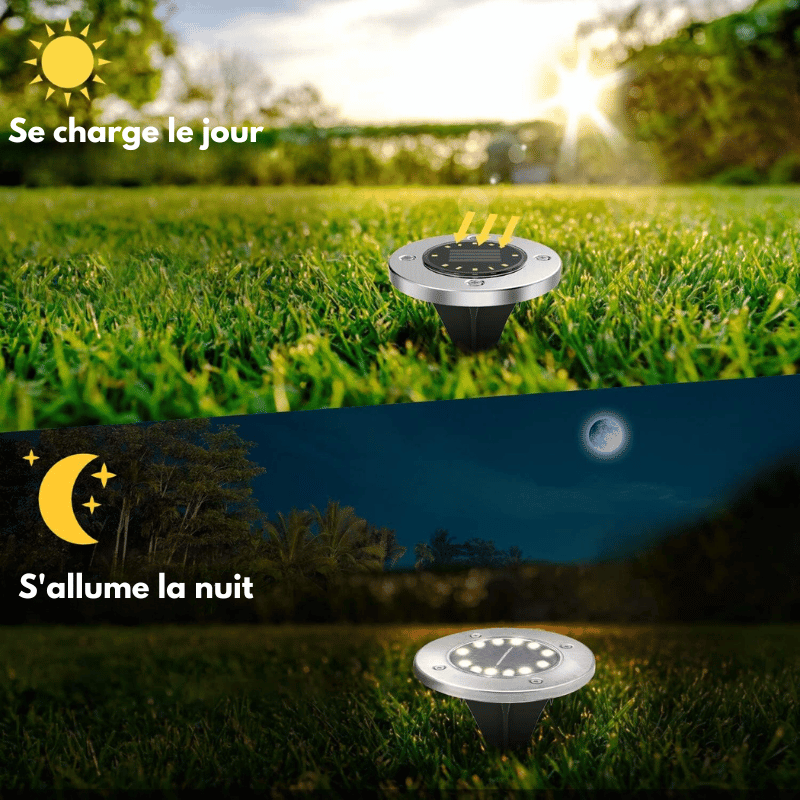Lampe LED solaire pour sol de jardin sans fil