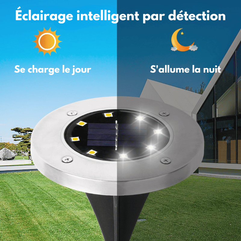 Lampe LED solaire pour sol de jardin sans fil